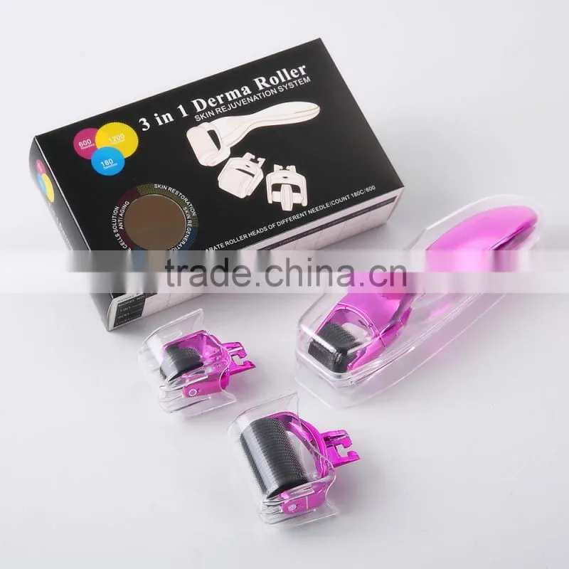 3 in1 Roller Set 0.5mm, 1.5mm, 2.0mm Titanium Micro Needles w/Travel Cas