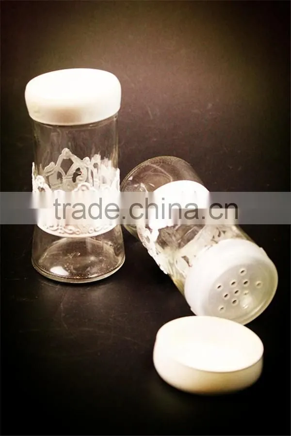 glass spice jar glass bottle with lid white metal cover