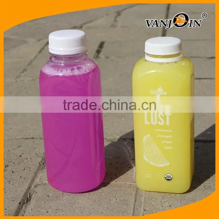 2017 Clear Food Grade Plastic Bottles for Drinks Packaging with Tamper Evident Caps