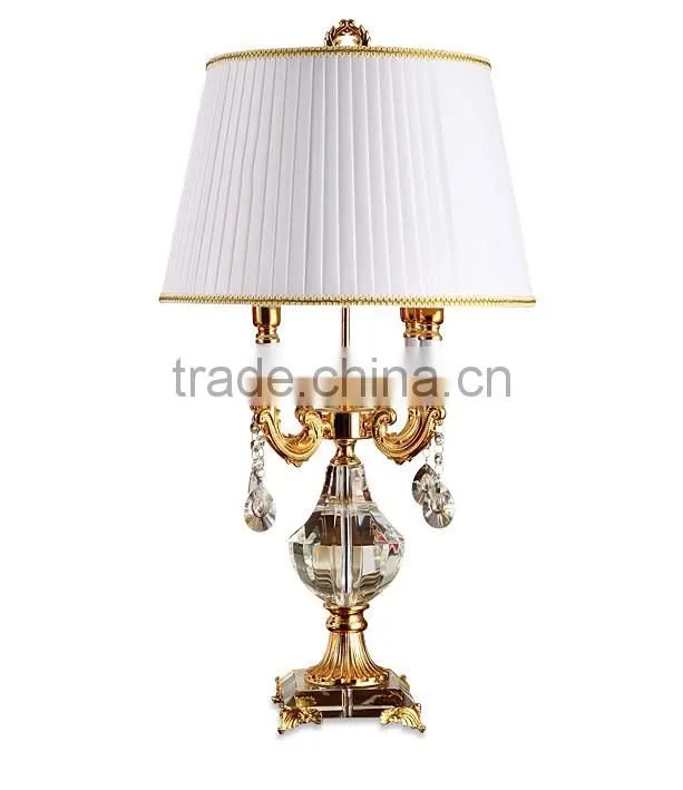 Luxury clear crystal lamp body golden color four candles table lamp