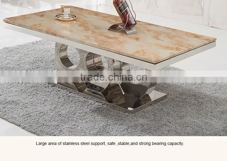 C406 Living Room Modern Design Rectangle White Marble Coffee Table