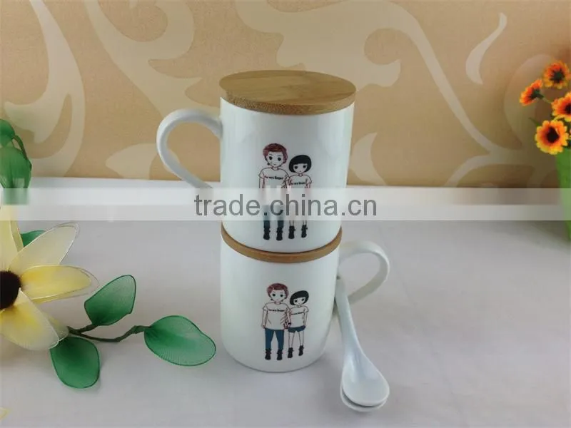 ceramic double mugs with spoon