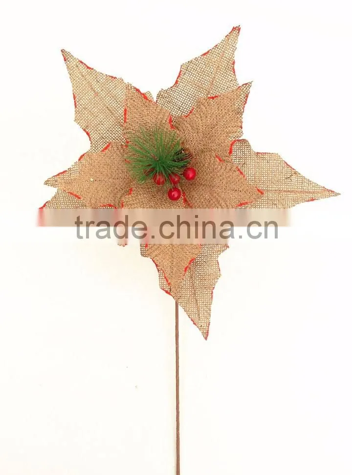 new products to sell artificial burlap poinsettia flowers for sale for Christmas decor
