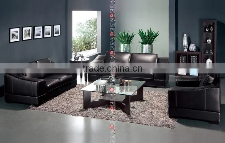 grey leather sofa, wooden armrest leather sofa, roma leather sofa 964