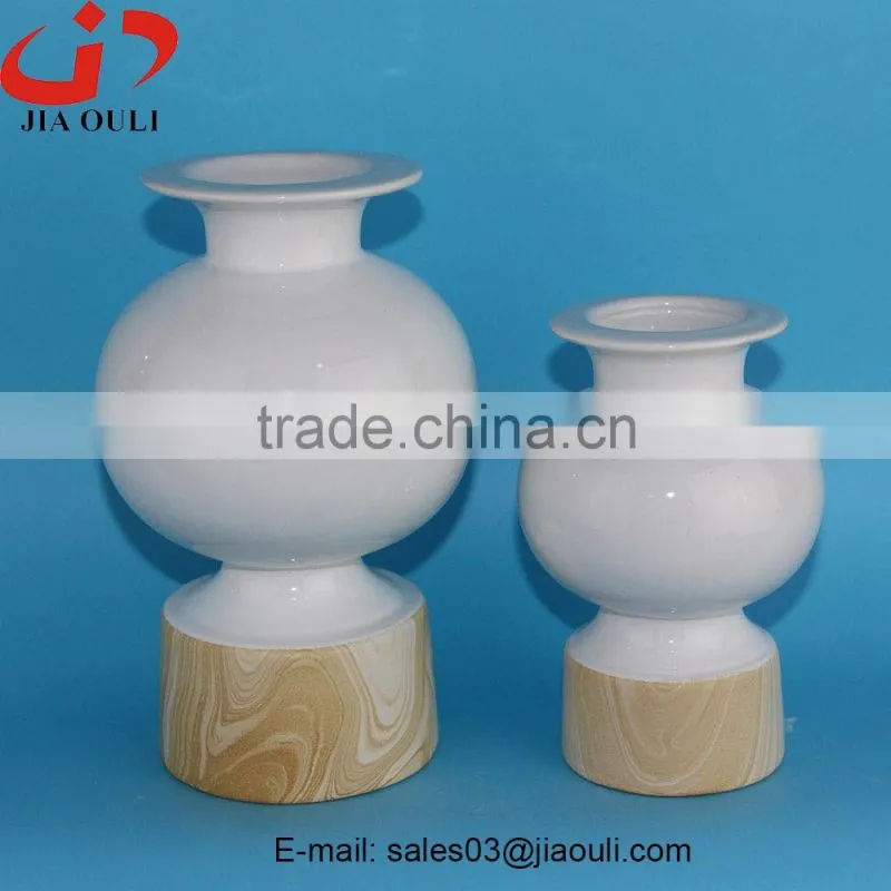 NEW design color and wood grain ceramic flower vase for home decoration