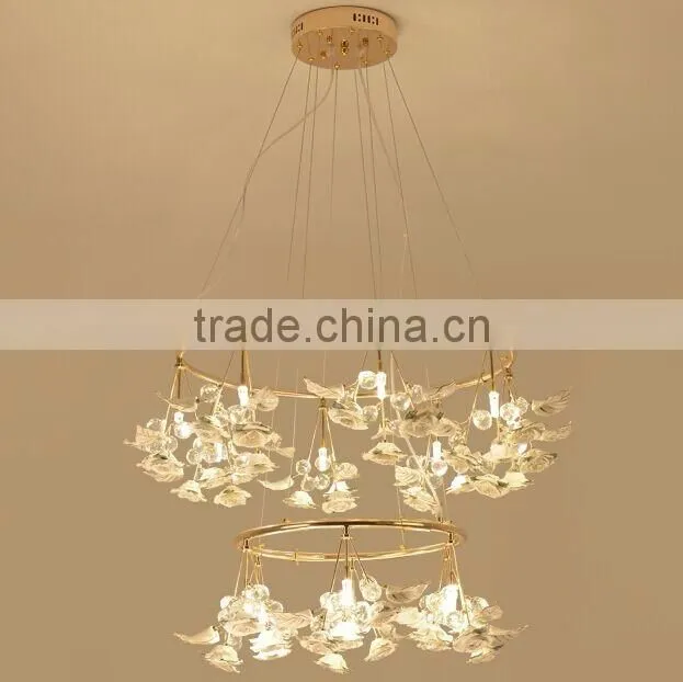 Royal Exquisite Handmade Porcelain and Crystal Green Floral Chandelier for Dining Room BF12-04284b