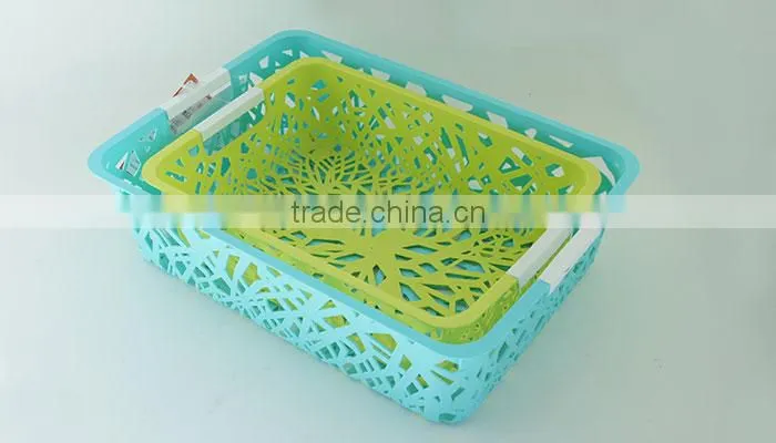 Bathroom organizing cheap large rectangular plastic basket with handle