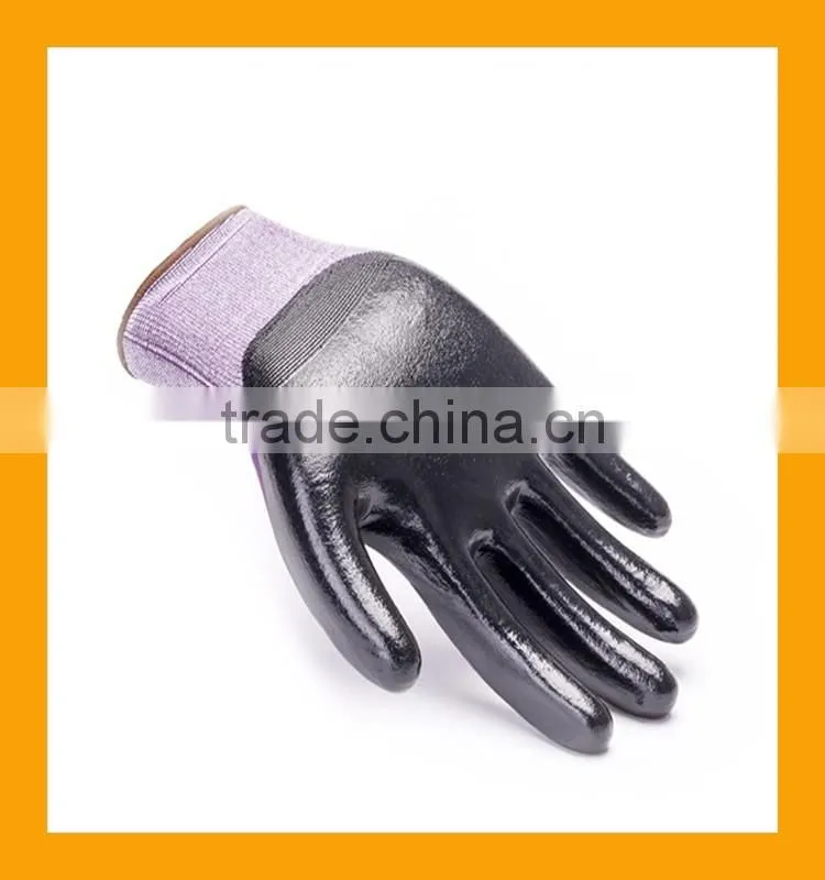 ZMSAFETY 18Gauge High Elastic Nylon Nitrile Gloves Half Dipped Black Nitrile Gloves Thin Nitrile Work Gloves