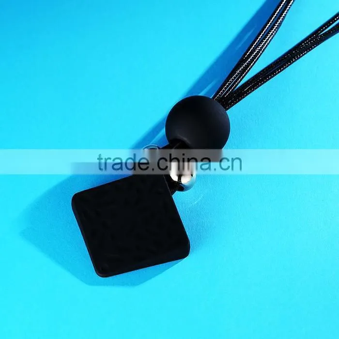 rubber rhombus pendant necklace large rubber bead pendant wax cord necklace simple geometric necklace for autumn garment