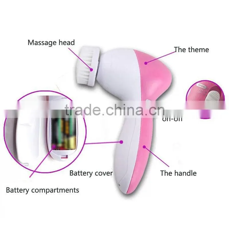 5 in1 Electric Cleaner Face Skin Care Beauty Facial Brush Massager Scrubber
