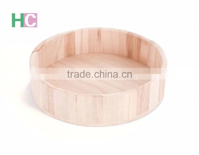 Unfinished Round Wooden Serving Tray