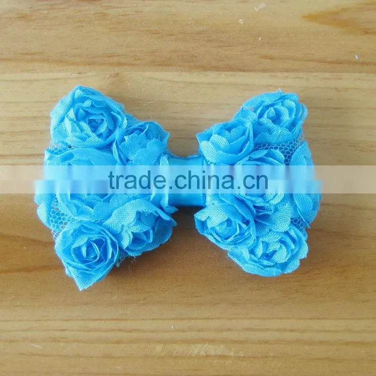 shabby bow flower clip for kids hair accessories