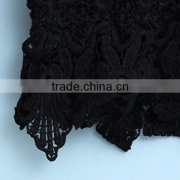 2015 Womens Tops Fashion Sexy Lace Hem Stitching Loose Bat Sleeve Chiffon Blouse Long Sleeve Casual Leisure Shirt
