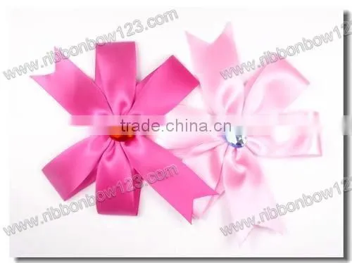 pink satin ribbon bow with crystal wholesale ribbon