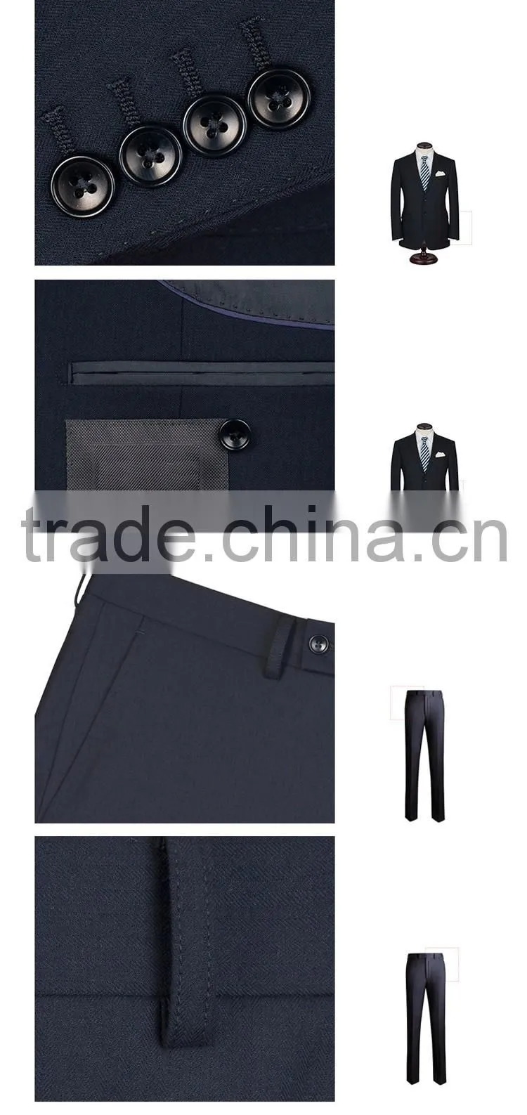 New arrival dark blue gents suits pant coat mens business & wedding suit
