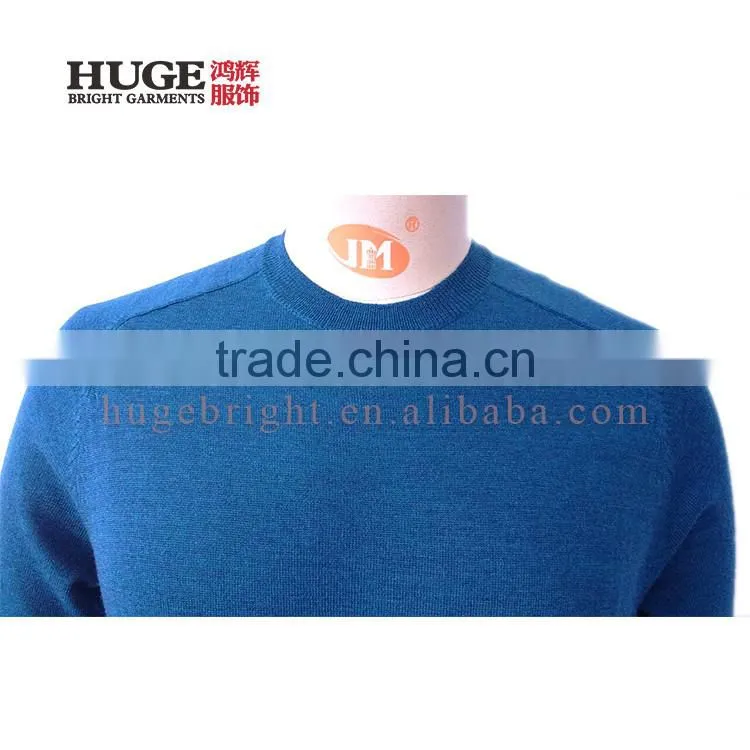 Normal Long Sleeve Round Neck 100% Merio Male Sweater Wool