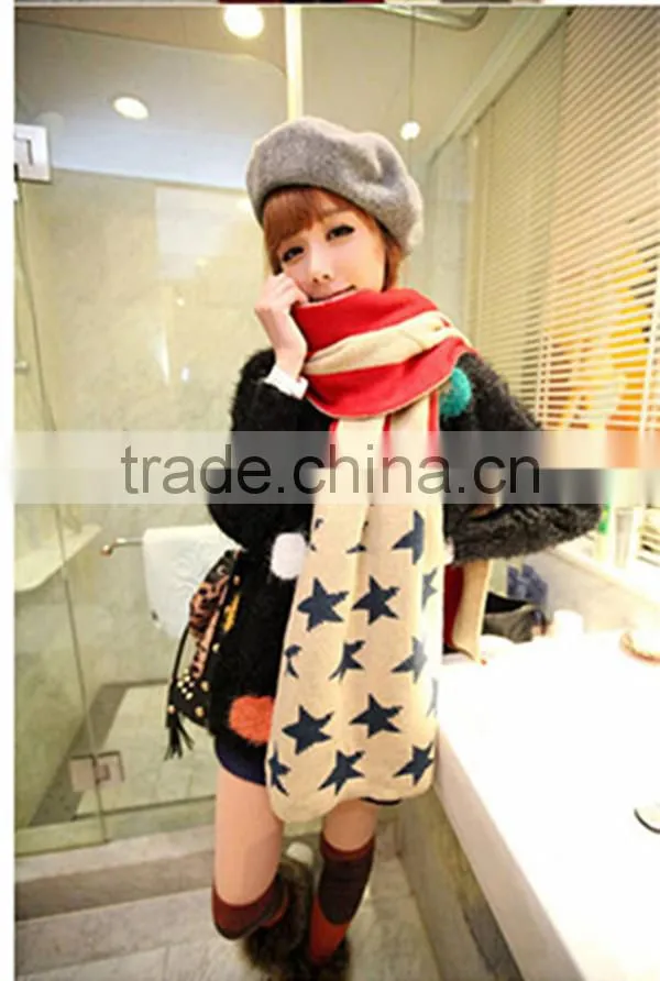 Korean latest American flag Creative stitching design warm knitting scarf,hijab scarf fashion scarves