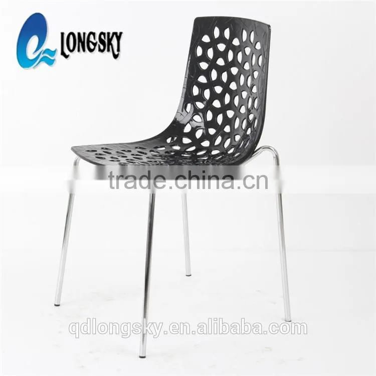 LS-4007 Wholesale new designed competitive price plastic hollow leisure chair Stackable PP Plastic Chair Dining Chair