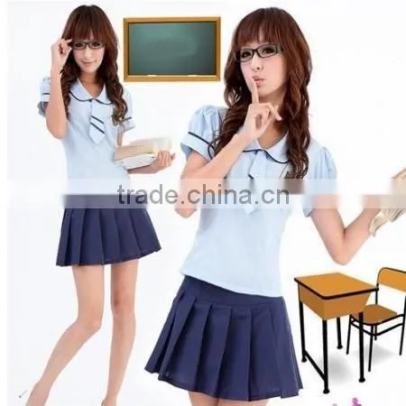 2015 fashion nylon school girl costume pleated skirt