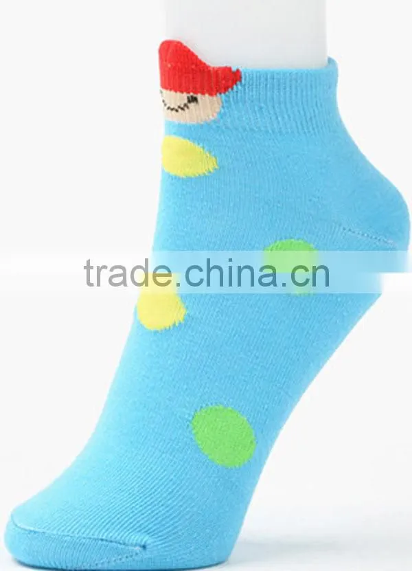 pretty polka dot smile style women cotton socks