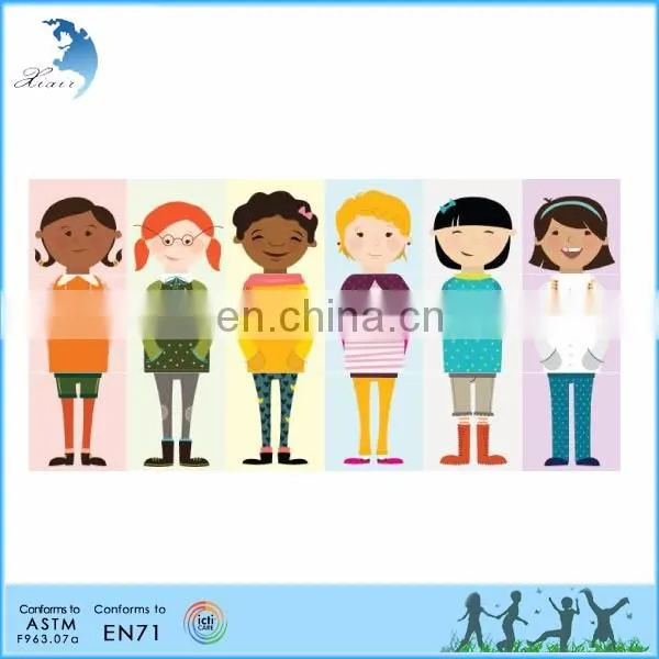 Diy combination colorful print puzzle games wooden block for kids