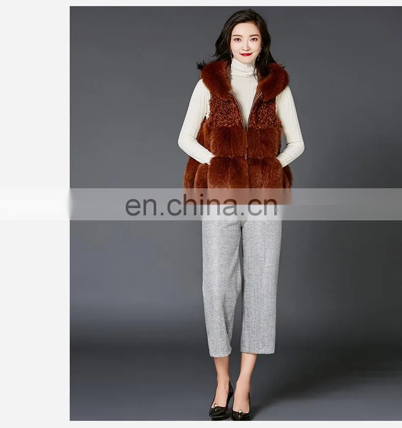 2017 New Fashion Real Fox Fur Geilt High Quality Fur Vest With Hood