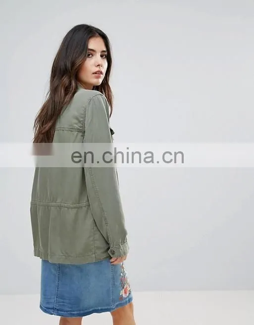 Wholesale ladies winter jacket custom women clothes woman army green winter bomber jacket