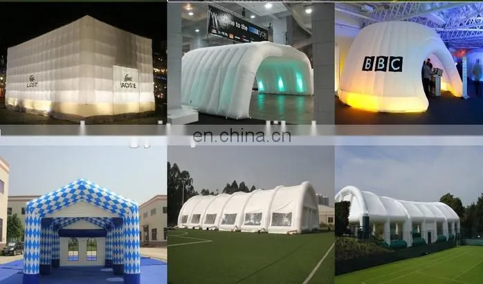 Transparent and White Outdoor Inflatable Bubble Tent with 2 Tunnels , Inflatable Clear Dome Camping tent