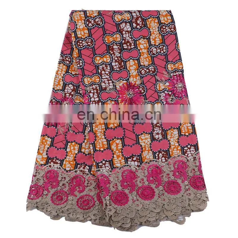 African New Arrival Wax Lace Fabric Material Cotton Ankara Embroidery Wax Print Fabric L170727001