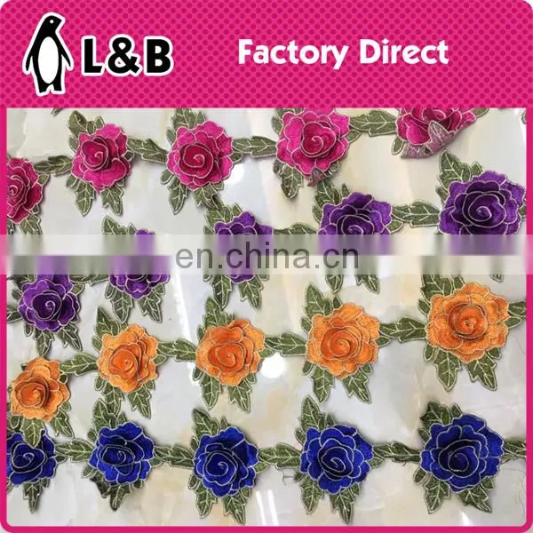 Ningbo-China polyester lace embroidered eyelet flower 3d lace