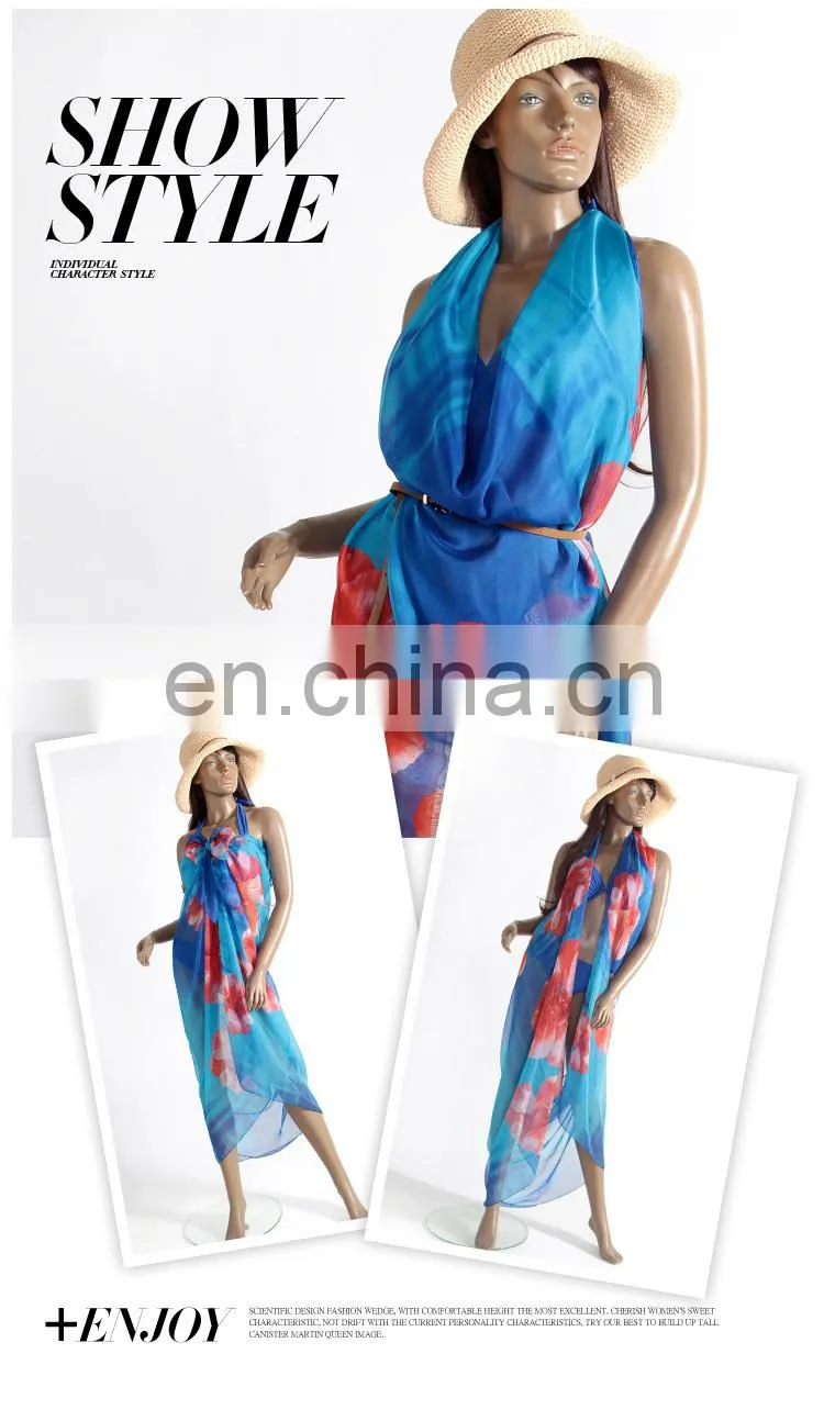 Lingshang silk scarf female chemical fiber scarf ultralarge thin summer sunscreen cape beach towel scarf long design