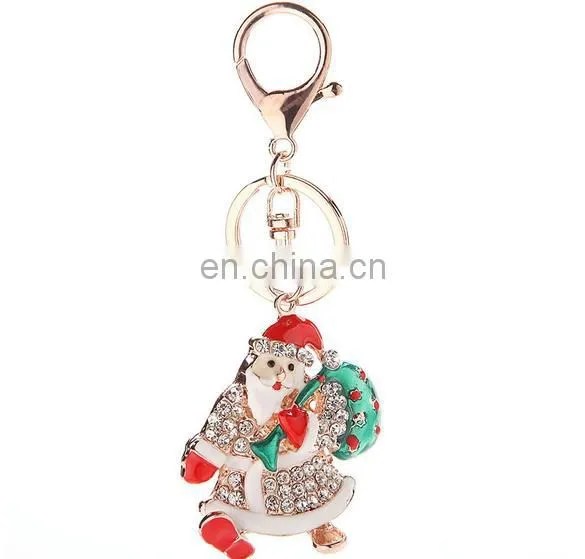 Stock Christmas Trees Rhinestone Metal Promotion Gift Keychain