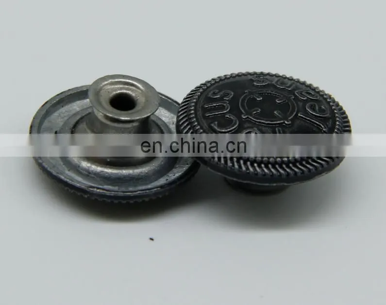wholesale shiny silver mushroom round metal jeans buttons for jeans