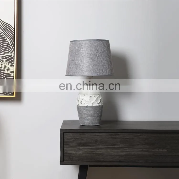 European modern design vintage ceramic reading lamp grey porcelain table lamp for home decor