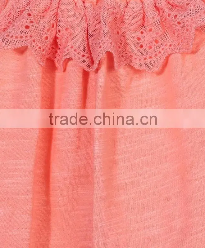Fashion clothing 2016 baby sleeveless singlet neck peach tops