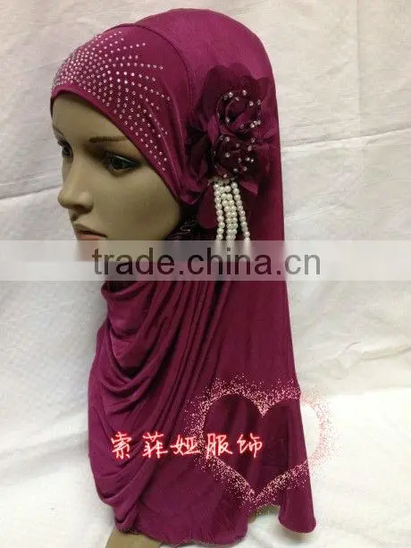 A564 professional PEARL hijab islamic head scarf FLOWER muslim hijab