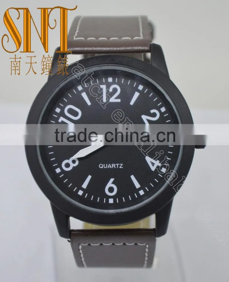 Vogue matte Black Dial With Brown Strap Quartz Watch With For Man