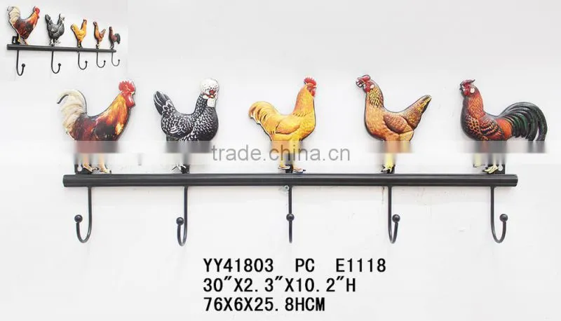 New design embossed cock shape metal hook
