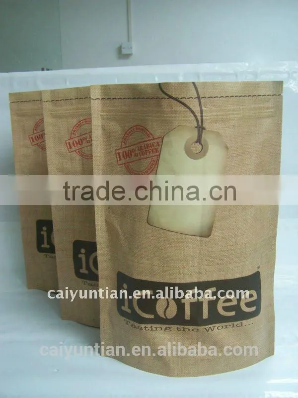 Tin tie Aluminum stand up coffee pouch square bottom zipper pouch with customized logo printing