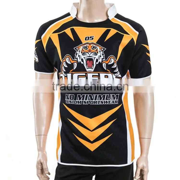 wholesale China factory rugby jersey green and yellow