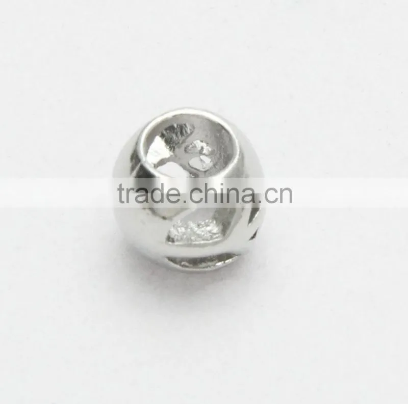 Round Hollow Large Hole Metal Beads, DIY Zinc Alloy Necklace & Bracelets Beads Accessories
