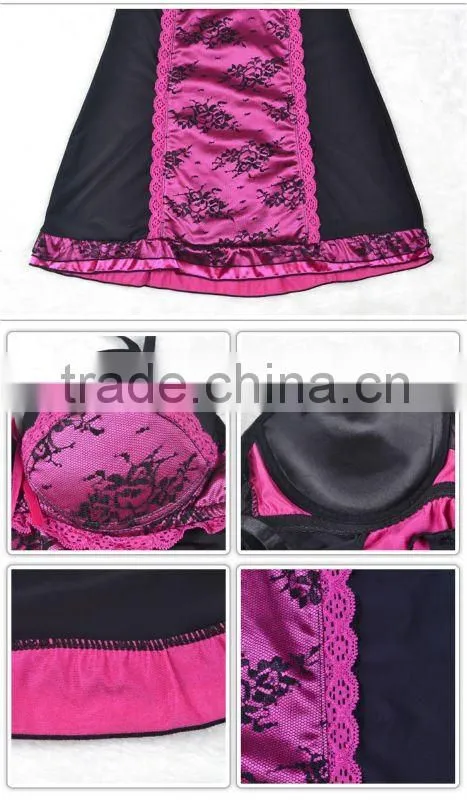 Sexy hot elastic lacy satin transparent lingeries babydolls 5069