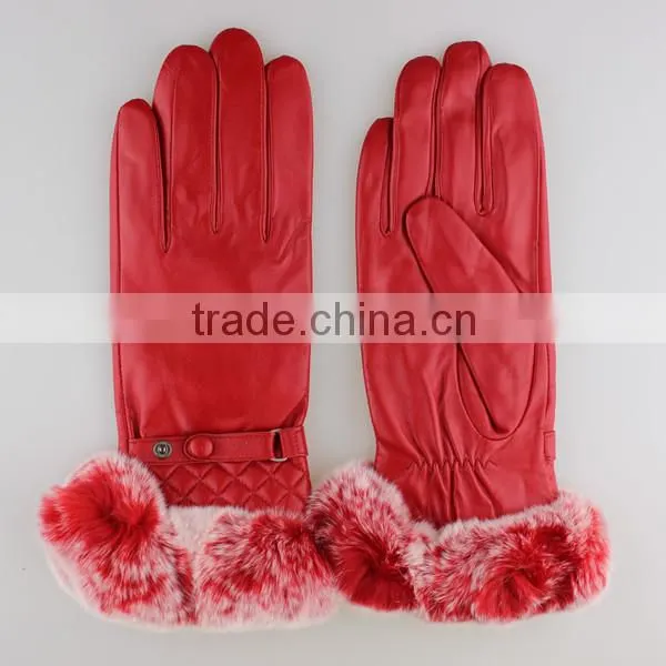 fur glove rex rabbit cuff genuine hand gloves manufactures in China