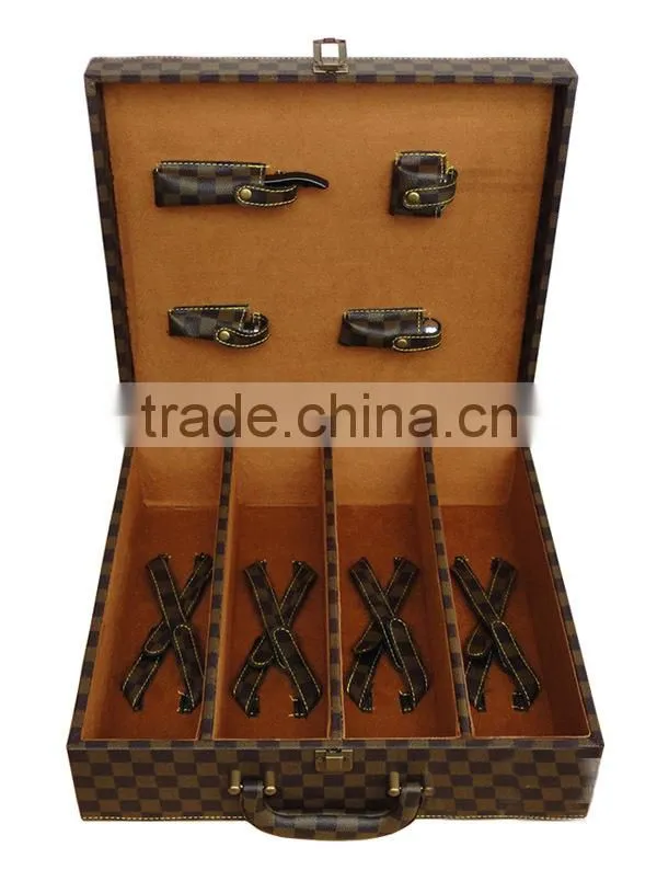 2014 Hot New High Quality leather wine opener gift set for 4 wines