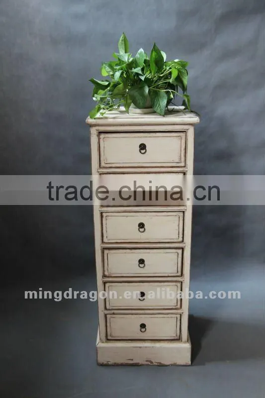Chinese antique furniture pine wood shanxi six drawer white cabinet