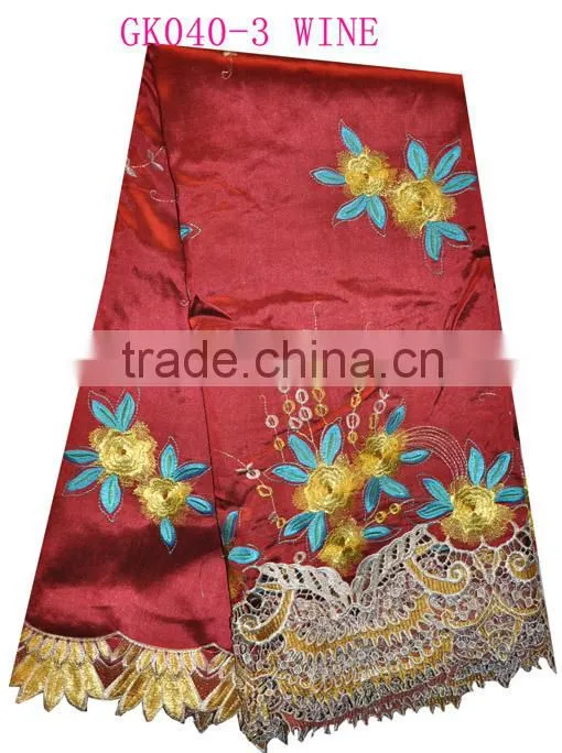 High quality African embroidery flower silk george for weeding & party GK040-4
