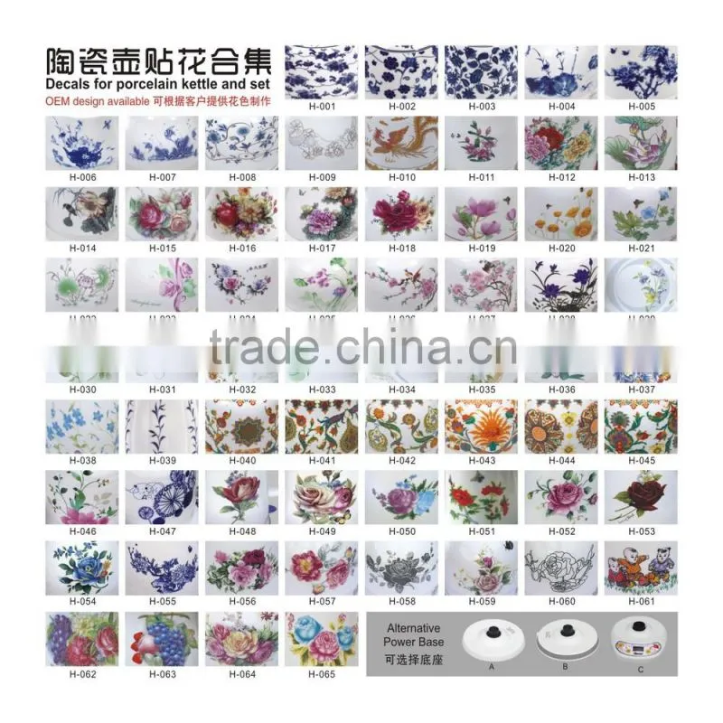 ceramic and glass material OEM hotel electric kettle set