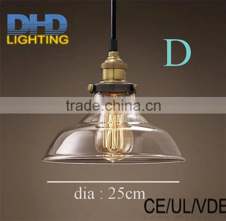 Light bulb pendant light copper glass restaurant pendant light single pendant light vintage retractable wall lamp american style
