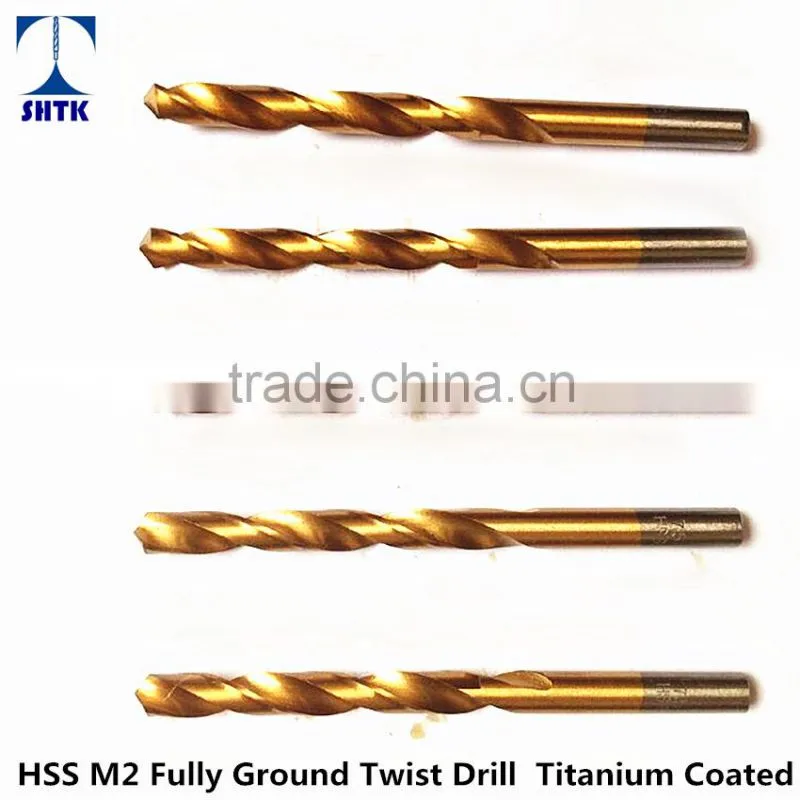 Factory sales directly, HSS M2/6542 fully ground twist drill bit, titanium coated