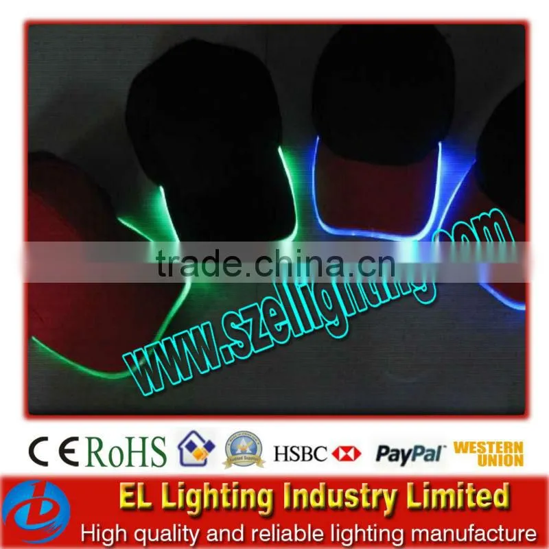 Custom el flashing capsel lighting caps 100% cotton el cap